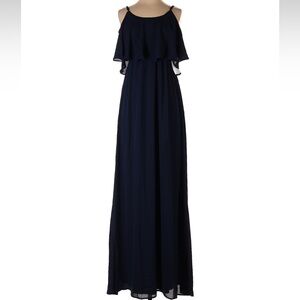 Show Me Your Mumu Caitlin Ruffle Navy Blue Maxi Dress NWT